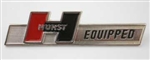 Hurst Equipped Emblem Badge, Die Cast Metal Chrome Plated without Studs