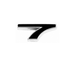 Custom Emblem, Individual Number # 7, Black and Chrome