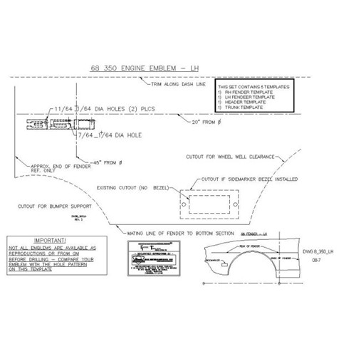 1968 Camaro Emblem Template Kit, Super Sport 350 | Camaro Central