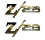 Custom Camaro Z28 Fender Emblems, Stainless Steel, Peel and Stick, Pair