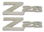 1970-1974 Custom Solid Z28 Emblems Pair in Polished Stainless Steel w/ Adhesive Backing