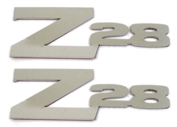 1970-1974 Custom Solid Z28 Emblems Pair in Polished Stainless Steel w/ Adhesive Backing