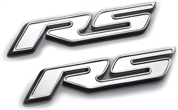 2010 - 2015 Camaro Custom RS Emblems, Rally Sport, Polished Billet Aluminum, Pair, Badges, Peel and Stick, Easy Installation