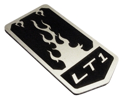 1993 - 2002 Header Panel Emblem, "LT1" Logo with Flames, Stainless Steel, USA Made