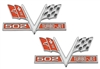 502 V-Flag Camaro Fender Emblem, Vee Cross Flags with 502 TURBO-JET, PAIR