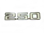 1969 Camaro Fender Emblem, 250 Engine Size, White and Chrome | Camaro Central