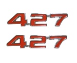427 Custom Front Fender Emblems, Red Inner, Pair
