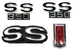 1971 - 1972 Camaro SS Emblems Set for 350 Engine with Standard Grille