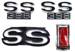 1971 - 1972 Camaro SS Emblems Set for 396 Engine with Standard Grille