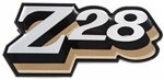 Image of the 1978 Camaro Z28 Fuel Door Emblem, GOLD Logo with Silver Fill Coloring