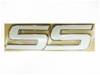 Custom Super Sport "SS" Logo Badge Emblem, White and Chrome, Each