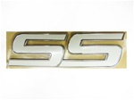 Custom Super Sport "SS" Logo Badge Emblem, White and Chrome, Each