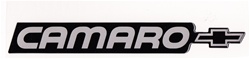 1988 Rear Panel Emblem, "CAMARO" Script with Bow Tie Logo, Silver and Black, Peel and Stick