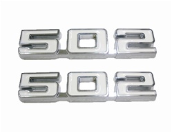 1969 Camaro Fender Emblems, 502 Engine Size, White and Chrome | Camaro Central