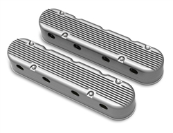 Holley LS 2-PC Finned Aluminum Valve Covers, Choose Finish: Natural, Gloss Red, or Chevy Orange