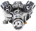 Chevy Small Block Billet Aluminum Complete S-Drive Serpentine Kit with A/C and Without Power Steering Reservoir