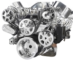 Chevy Big Block Billet Aluminum Complete S-Drive Serpentine Kit with A/C and Plastic Maval Power Steering Reservoir
