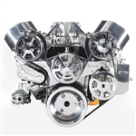 Chevy Big Block Billet Aluminum Complete S-Drive Serpentine Kit with A/C and Billet Maval Power Steering Reservoir