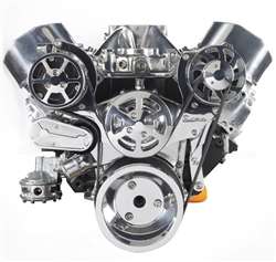Chevy Big Block Billet Aluminum Complete S-Drive Serpentine Kit with A/C and Without Power Steering Reservoir