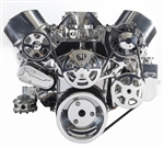 Chevy Big Block Billet Aluminum Complete S-Drive Serpentine Kit WITHOUT A/C and w/ BILLET Power Steering Reservoir
