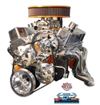 Chevy Small Block Billet Aluminum Complete V-Drive V-Belt Kit WITHOUT A/C and w/ PLASTIC Power Steering Reservoir