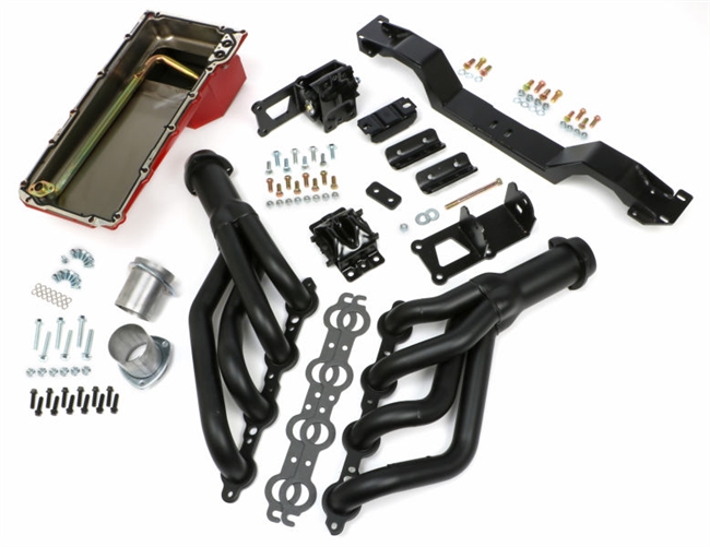 Image of the New 1975 - 1981 Camaro Trans-Dapt LS Swap In A Box Kit with Hedman MAXX Headers For Manual Transmission