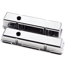 Billet Specialties Small Block Valve Covers, Polished Billet Aluminum, Smooth Top, Choose Height