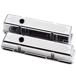 Billet Specialties Small Block Valve Covers, Polished Billet Aluminum, Ball Milled