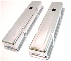 New Classic Style 1958 - 1986 Chevy Small Block Chrome Valve Covers great for your SB Camaro