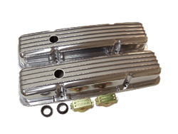 1967 - 1985 Camaro Valve Covers, Small Block, Polished Aluminum, Finned