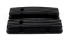 1967 - 1985 Valve Covers, Small Block, BLACK ALUMINIUM Finned Classic Ribbed Design - Stock