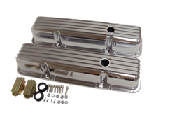 1967 - 1985 Camaro Valve Covers, Small Block, Polished Aluminum, Finned, Tall