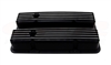 1967 - 1985 Valve Covers, Small Block, BLACK ALUMINIUM Finned Classic Ribbed Design - Tall