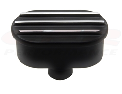 Valve Cover Breather Cap, BLACK Aluminum Oval Finned, 1" Diameter Tube