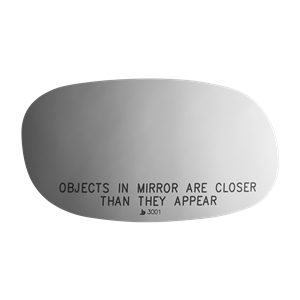 1970 - 1981 RH Exterior Bullet Door Mirror Replacement Glass with OBJECTS IN MIRROR ARE CLOSER THAN THEY APPEAR