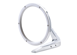 Brushed Round Billet Aluminum Side View Mirror with Fasteners Leading Edge and Convex Glass