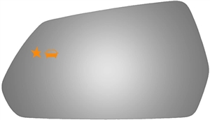 2016 - 2023 Camaro LH Exterior Door Mirror Replacement Glass with Blind Spot, 3-11/16" X 6-7/8"