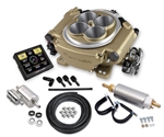 Holley Sniper EFI 4 Barrel Fuel Injection Conversion Self-Tuning Kit with Handheld EFI Monitor, Classic Gold Finish with Hose, Filter and Fuel Pump Kit