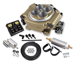 Holley Sniper EFI 4 Barrel Fuel Injection Conversion Self-Tuning Kit with Handheld EFI Monitor, Classic Gold Finish with Hose, Filter and Fuel Pump Kit