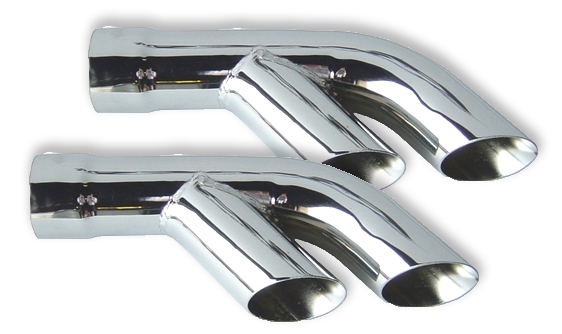 Custom Trans Am Splitter Style Exhaust Tips in Stainless Steel for 2.5" Exhaust Pipes