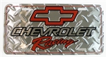 Chevrolet Racing License Plate w/ Red Bowtie Logo and Diamond Plating