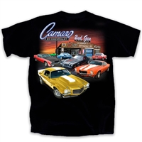 Image of the Chevy Camaro 1970 - 1981 2nd Gen Garage Black T-shirt