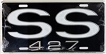 SS 427 Black and White License Plate