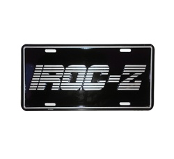 Camaro IROC-Z License Plate, Black and Silver