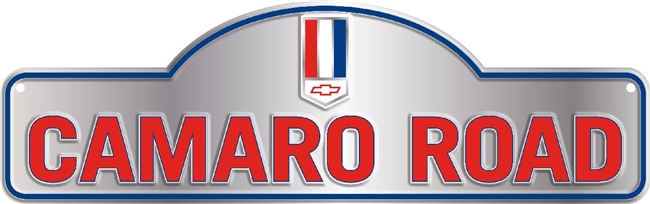 Arched Metal Street Tin Sign, Camaro Road