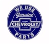 We Use Genuine Chevrolet Parts Blue and White Metal Sign