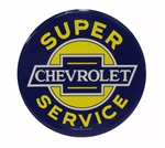 Chevrolet Super Service Metal Sign, 12 Inch Diameter
