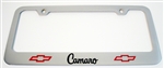 Custom Engraved License Plate Frame with Camaro & Bowtie Logos