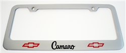 Custom Engraved License Plate Frame with Camaro & Bowtie Logos