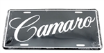 Camaro License Plate Black & Silver with Script Lettering